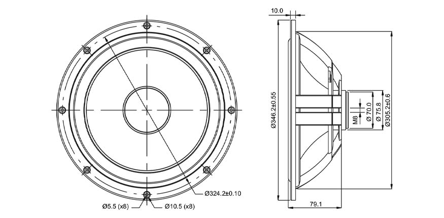 SB Acoustics Norex SB34NRX-00 basový reproduktor 12" papír