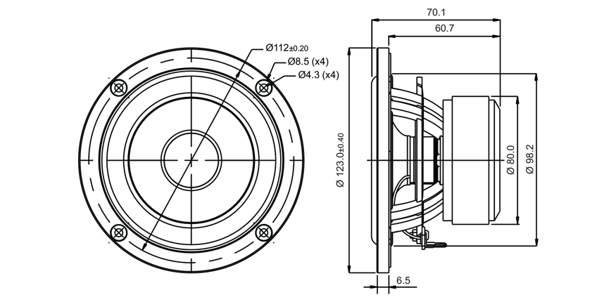 SB Acoustics SB12CACS25-8 reproduktor 4" keramika