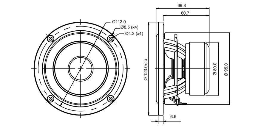 SB Acoustics SB12NRXF25-8 reproduktor 4" norex