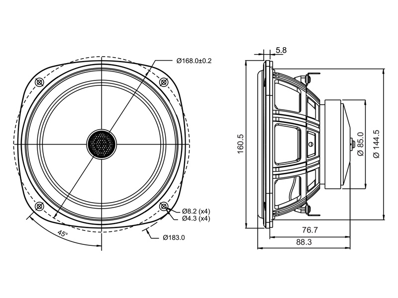 SB Acoustics SB16PFC25-4-COAX koaxiál 6″ 4 Ohm papír