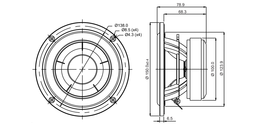 SB Acoustics SB15NAC30-8 reproduktor 5" 8 Ohm hliník
