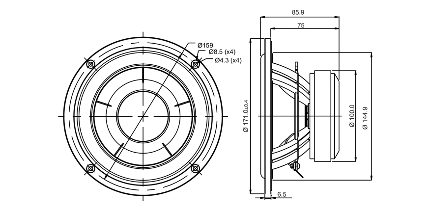 SB Acoustics SB17NAC35-8 6" středobas hliník 8 Ohm