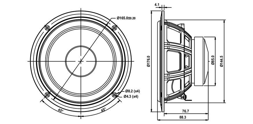 SB Acoustics SB16PFCR25-4 středobasový reproduktor 6" papír