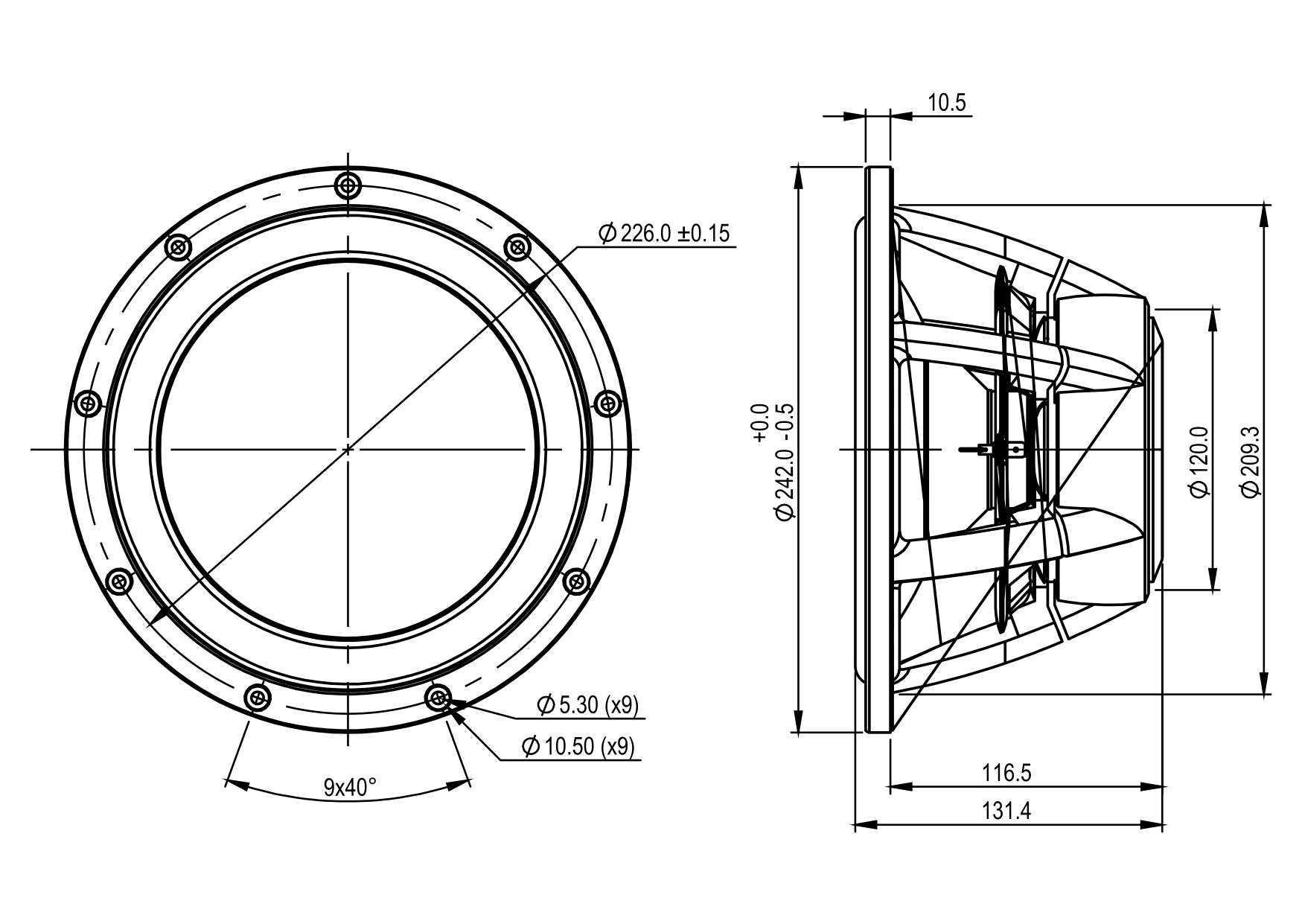 SB Acoustics Satori WO24TX-4 woofer 9,5" Textreme
