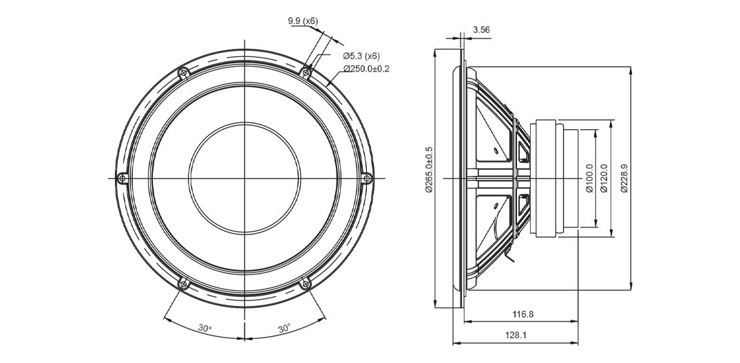 SB Acoustics SB26SFCL38-8 reproduktor 10″ papírová membrána