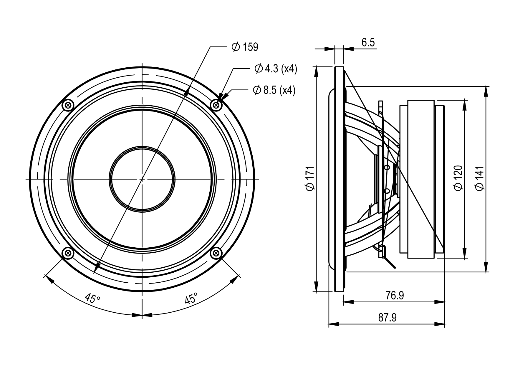 SB Acoustics SB17NRX2L35-8 6" středobas Norex 8 Ohm