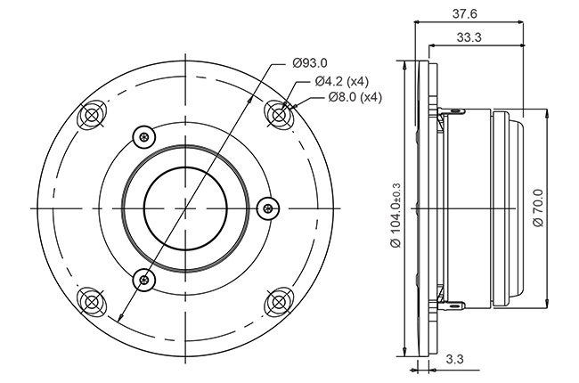 SB Acoustics SB29RDC-C000-4 výškový reproduktor textil