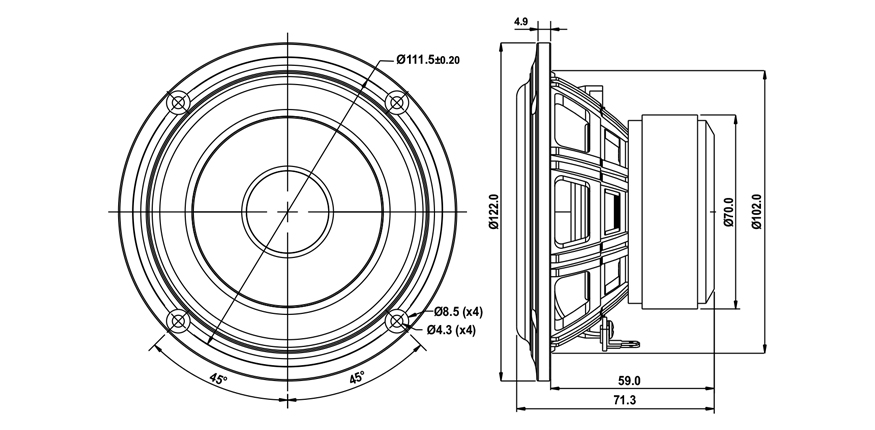 SB Acoustics SB12PFCR25-4 reproduktor 4" papírový