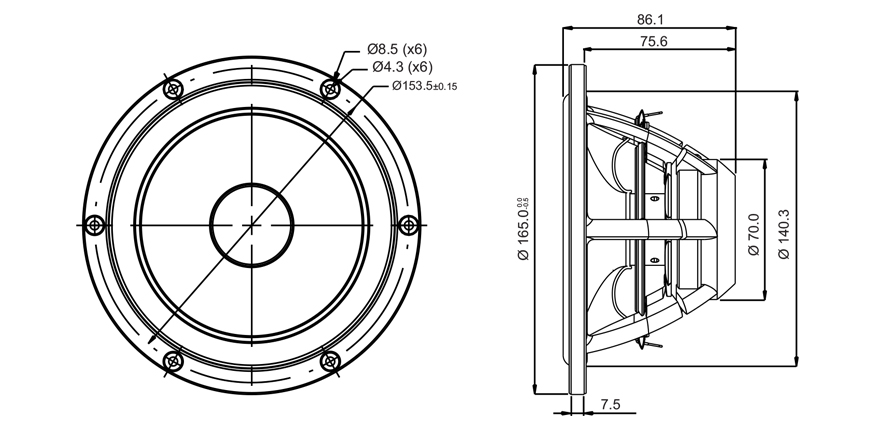 SB Acoustics Satori MR16P-8 6,5" středový reproduktor papír
