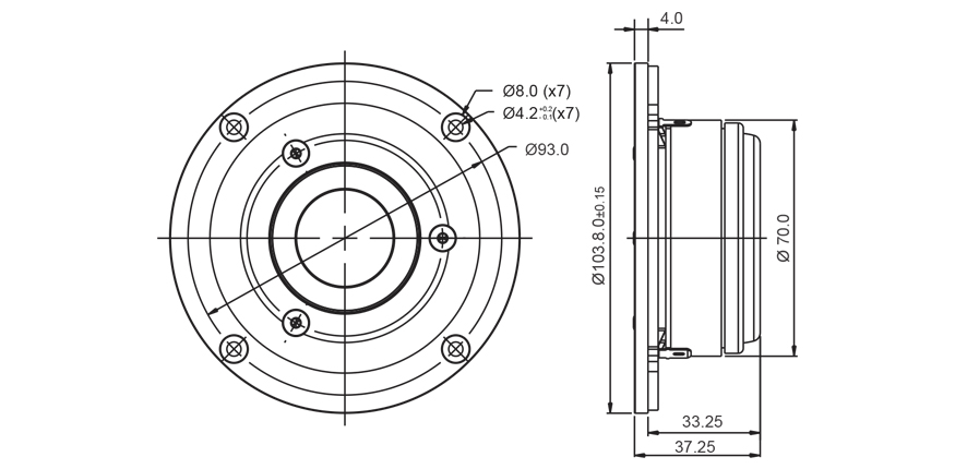 SB Acoustics SB29RDAC-C000-4 výškový reproduktor látka