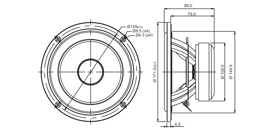 SB Acoustics SB17MFC35-8 reproduktor 6″ 8 Ohm polypropylen