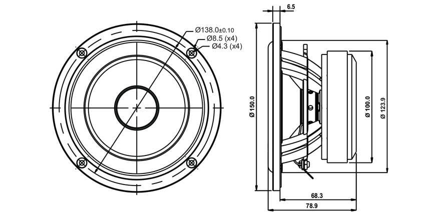 SB Acoustics SB15NRX2C30-4 5" středobas 4 Ohm Norex