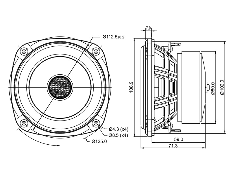 SB Acoustics SB12PFC25-4-COAX koaxiální reproduktor 4" papír