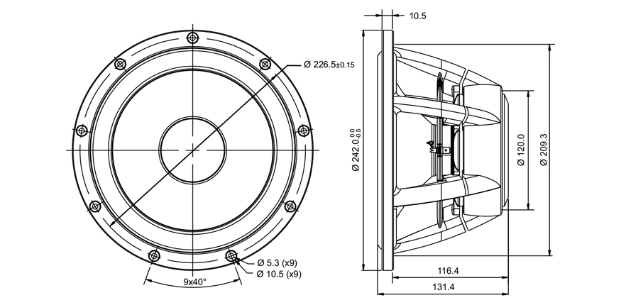 SB Acoustics Satori WO24P-8 9,5" basový reproduktor 8 ohm