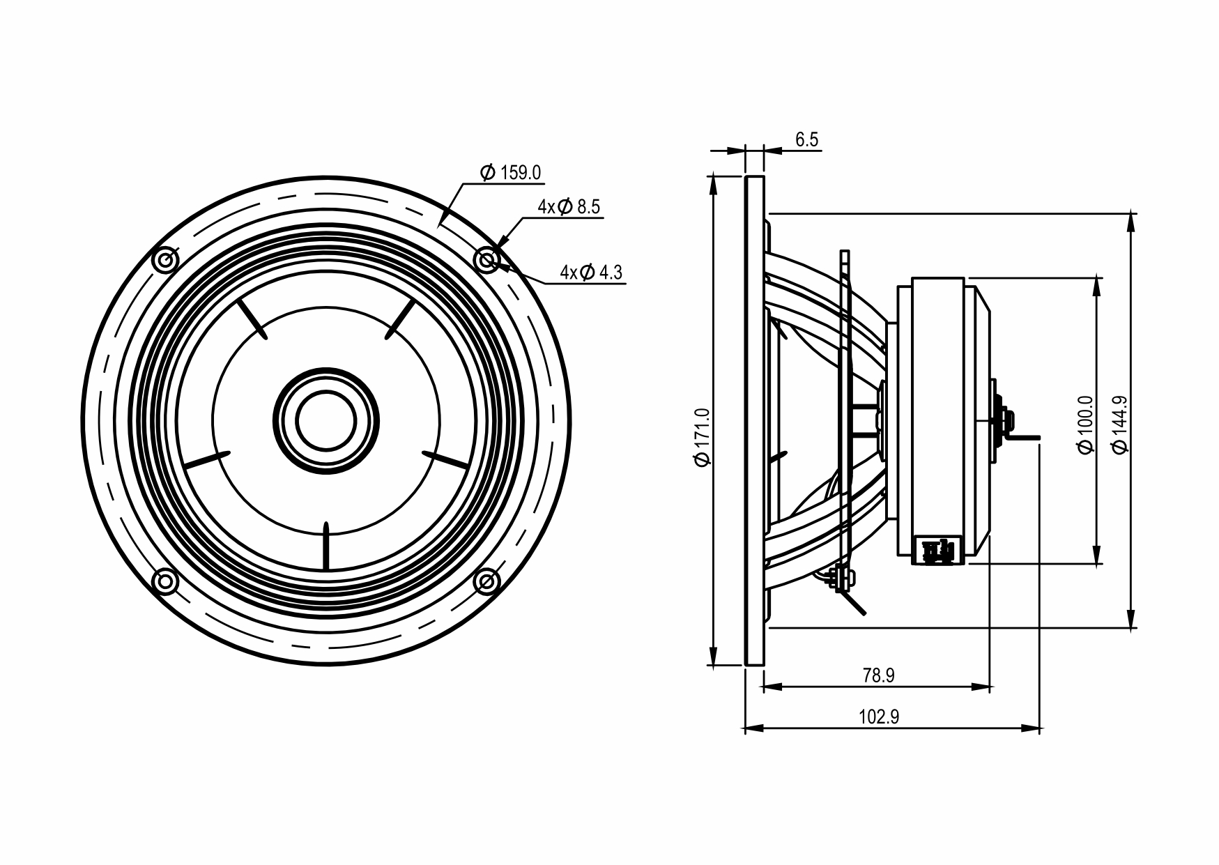 SB Acoustics SB17BAC35-8-COAX koaxiální reproduktor 6" hliník