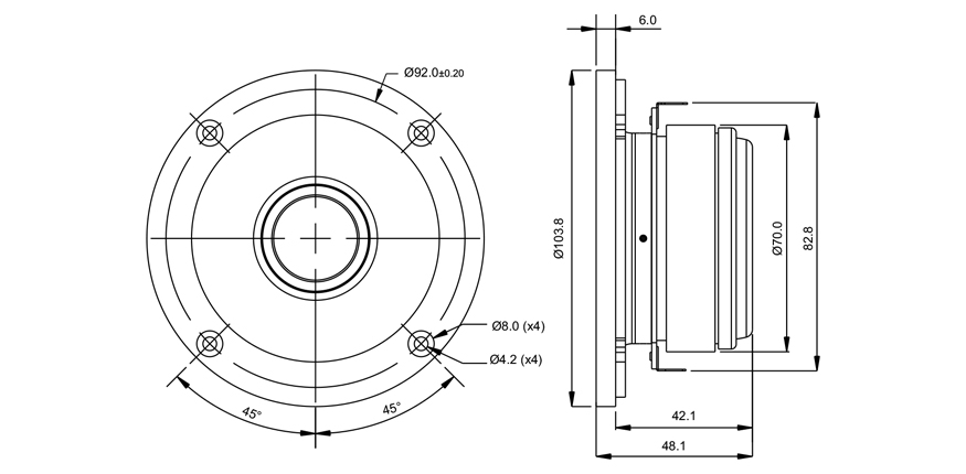 SB Acoustics SB26STWGC-4 výškový reproduktor textil 4 ohm