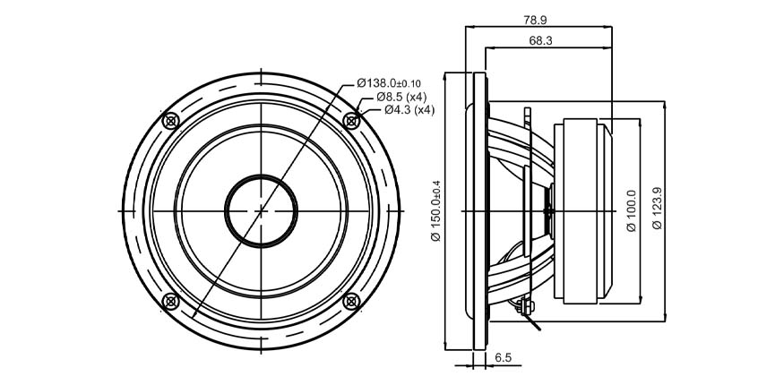 SB Acoustics SB15NRXC30-4 středobasový reproduktor 5" papír