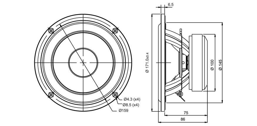 SB Acoustics SB17CRC35-8 středobasový reproduktor 6" karbon