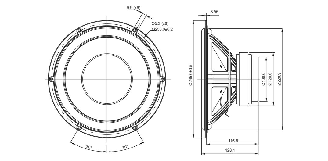 SB Acoustics SB26SFCL38-4 basový reproduktor 10" papír