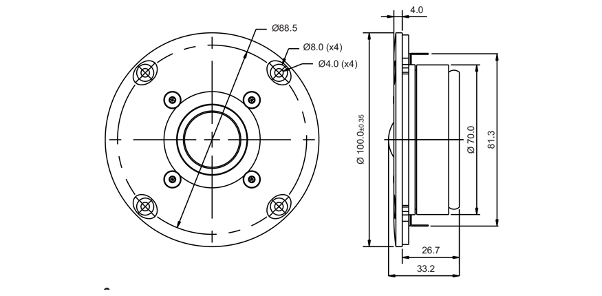 SB Acoustics SB26ST-C000-5 výškový reproduktor textil