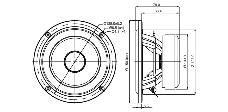 SB Acoustics SB15MFC30-4 středobas 5" polypropylen