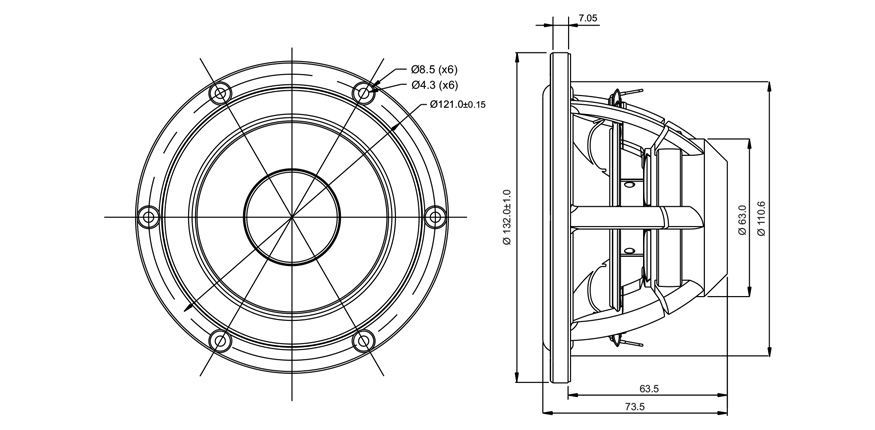 Satori MR13P-8 5″ středový reproduktor papír 8 Ohm