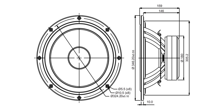 SB Acoustics SB34NRXL75-8 basák 12" Norex 8 ohm