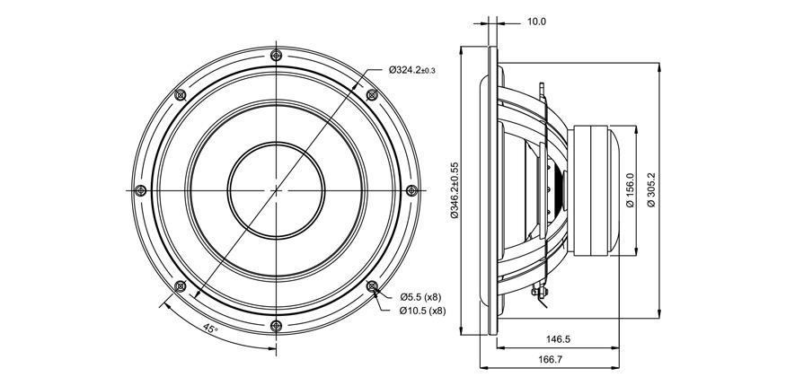 SB Acoustics SB34SWPL76-4 subwoofer 12" papír 4 Ohmy