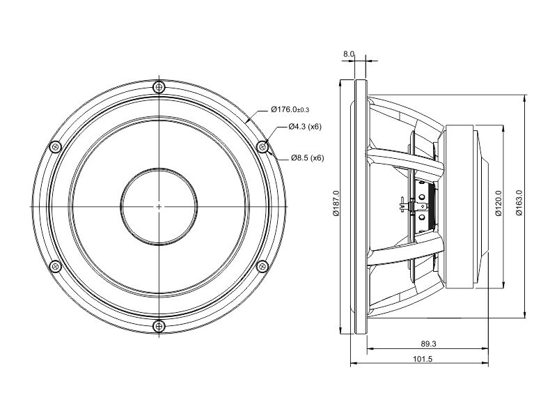 SB Acoustics Satori MW19PF-4 středobasový reproduktor 7,5" papír