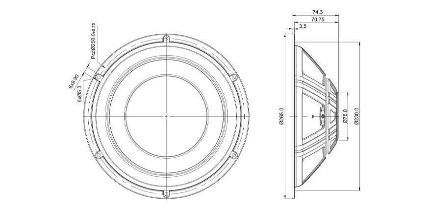 SB Acoustics SW26SFC38-4 subwoofer 10" papír 4 Ohmy