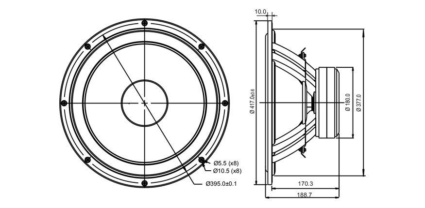 SB Acoustics SB42FHCL75-6 subwoofer 15" voština