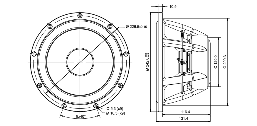 SB Acoustics Satori WO24P-4 9,5" basový reproduktor 4 ohm