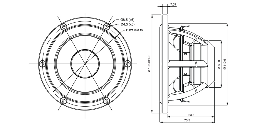 Satori MR13P-4 5" středový reproduktor 4 Ohm papír