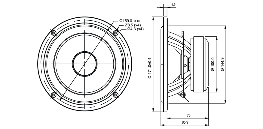 SB Acoustics SB17NRX2C35-8 6" středobasový reproduktor Norex