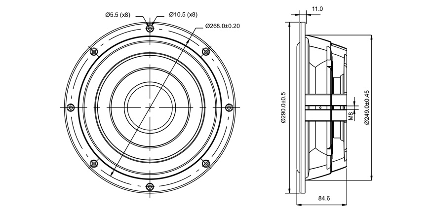 SB Acoustics SW26DAC-00 10" subwoofer hliník