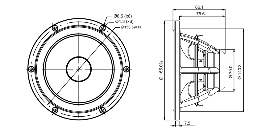 SB Acoustics Satori MR16PNW-4 6,5" středový reproduktor 4 ohm
