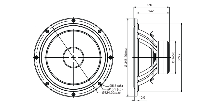 SB Acoustics Norex SB34NRX75-16 basový reproduktor 12" 16 ohm