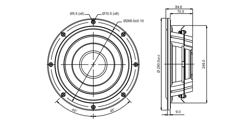 SB Acoustics SW26DAC76-4 10" subwoofer 4 Ohm hliník