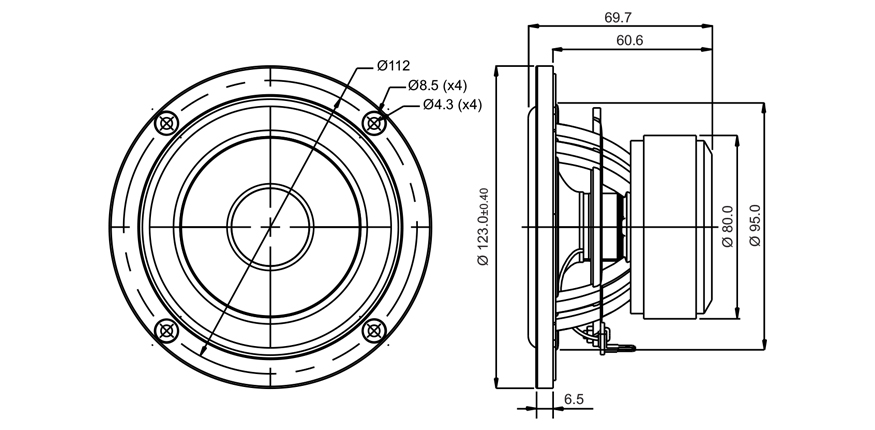SB Acoustics SB12NRX25-8 reproduktor 4" 8 Ohm Norex