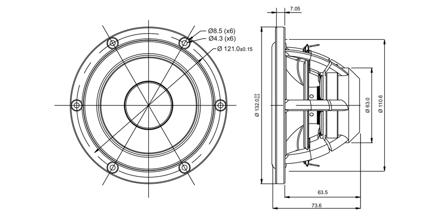 Satori MW13PNW-8 5″ středobasový reproduktor papír 8 Ohm