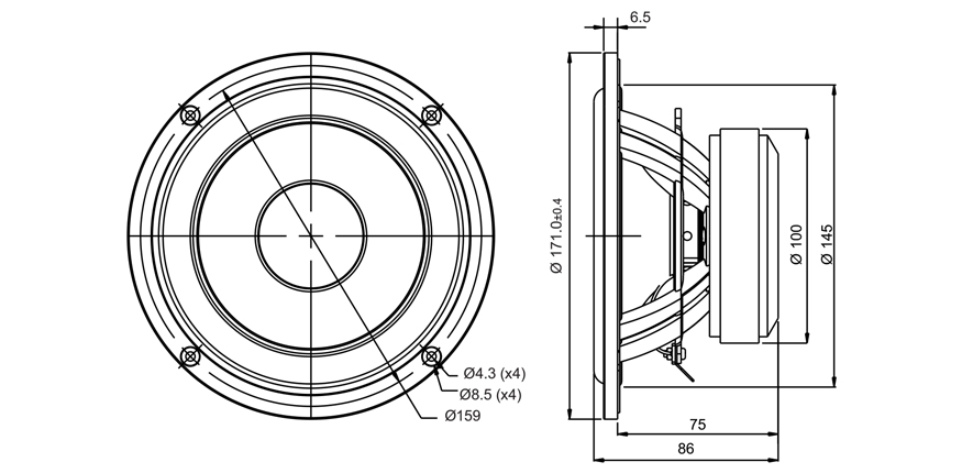 SB Acoustics SB17CRC35-4 reproduktor 6" karbon 4 ohm