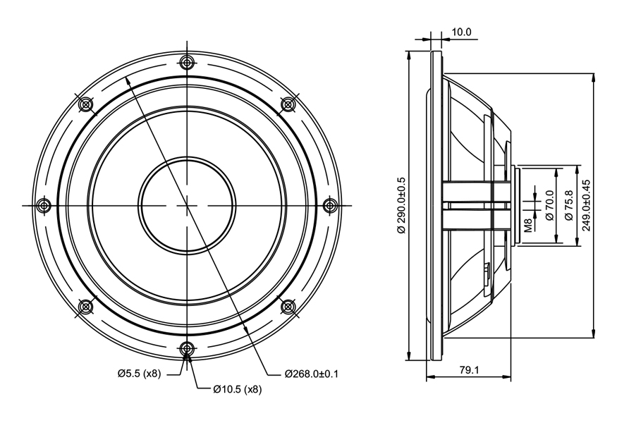 SB Acoustics SB29NRX2-00 basový reproduktor 10" Norex