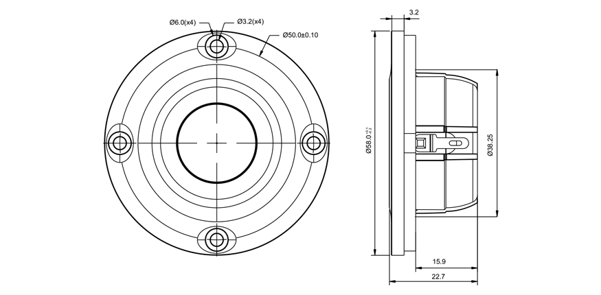 SB Acoustics SB21RDCN-C000-4 tweeter textilní