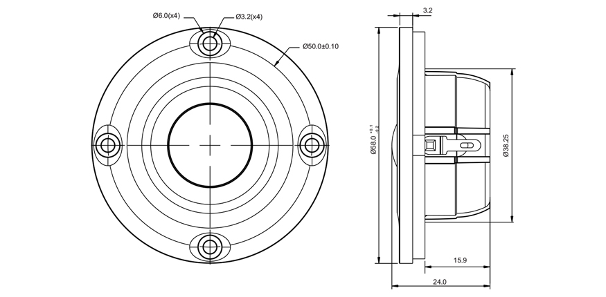 SB Acoustics SB21SDCN-C000-4 výškový reproduktor textil