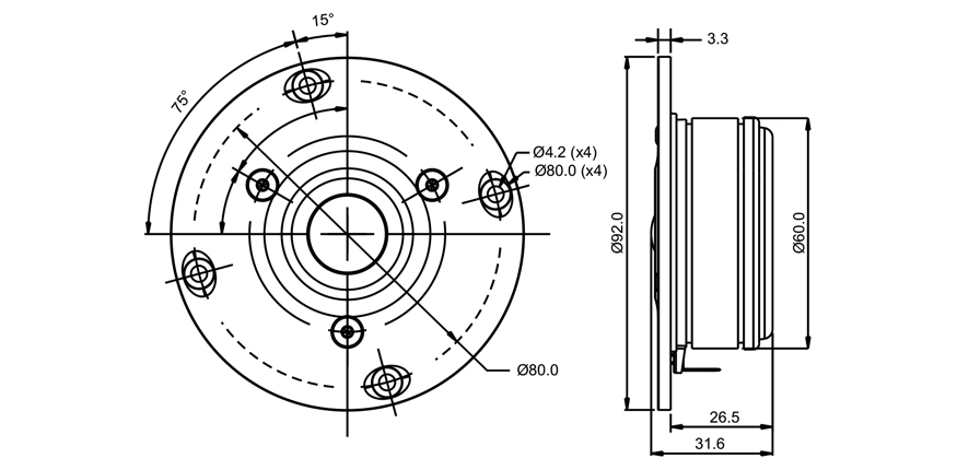 SB Acoustics SB21SDC-C000-4 výškový reproduktor látka