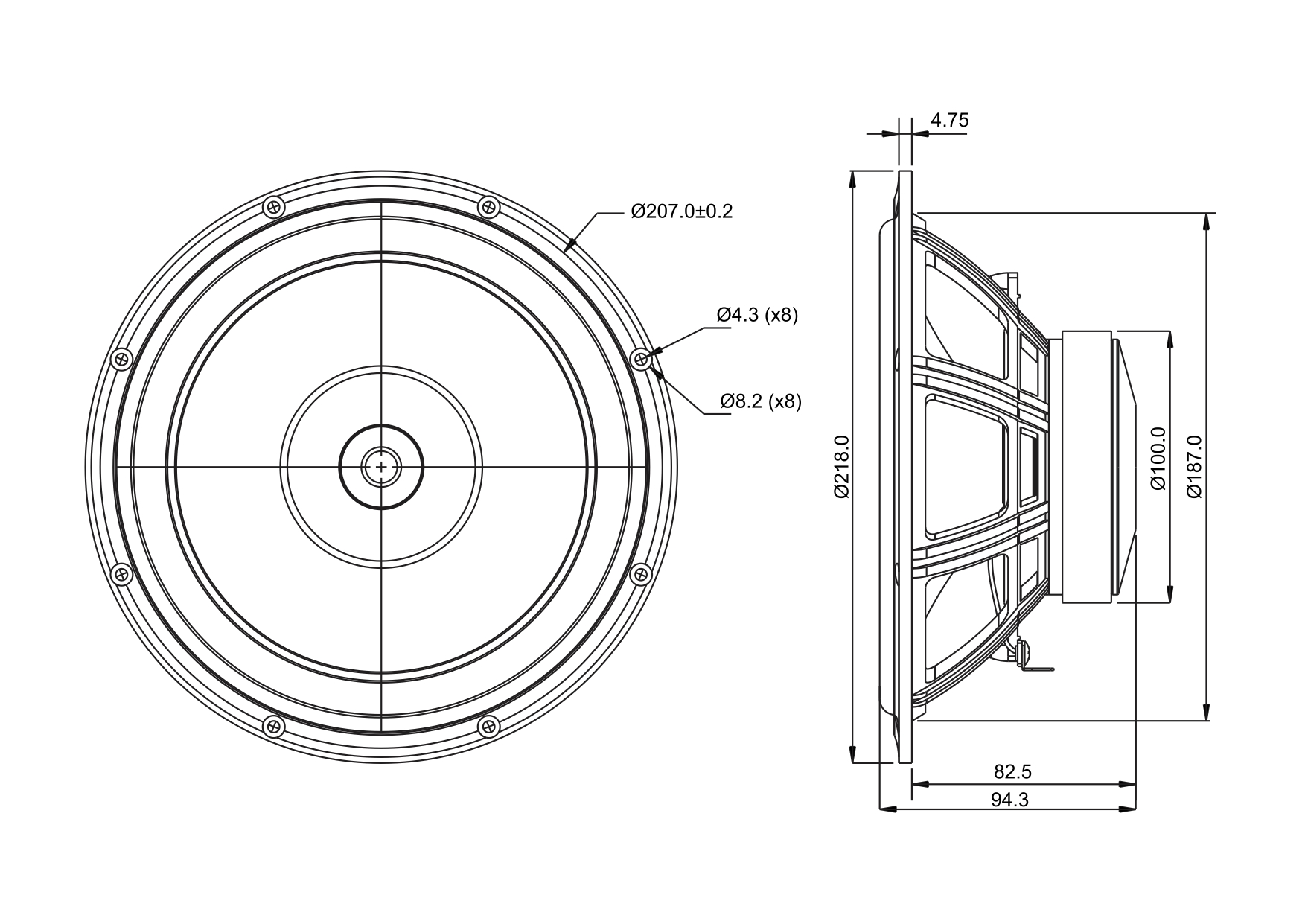 SB Acoustics SB20FRPC30-8 širokopásmový reproduktor 8" 8 Ohm