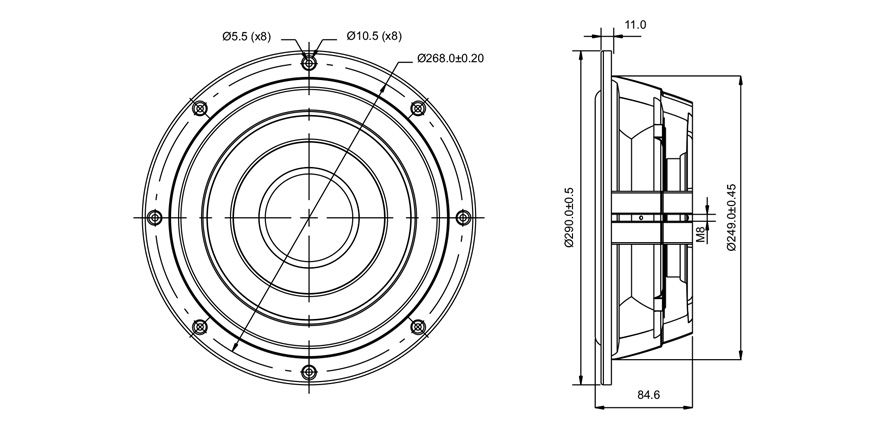 SB Acoustics SW26DBAC-00 subwoofer 10" hliník