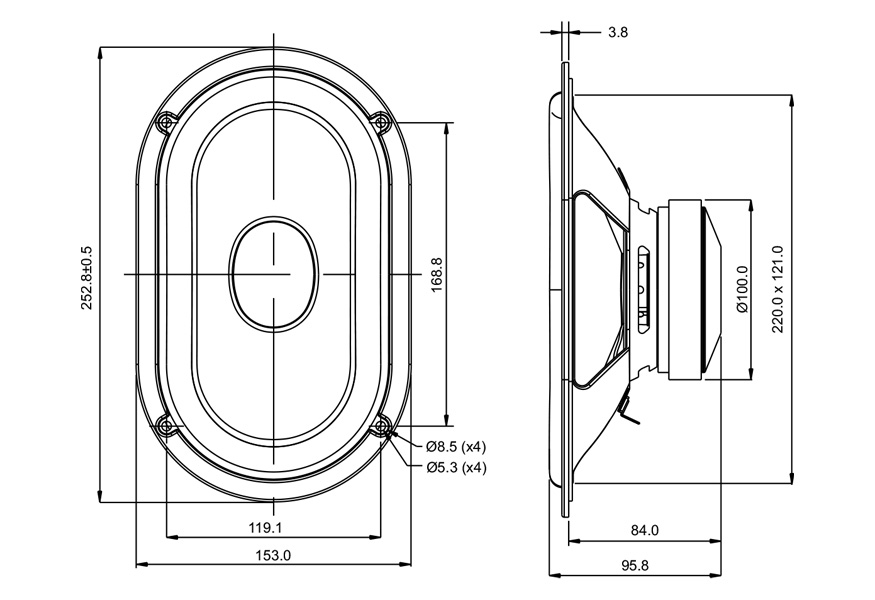 SB Acoustics SB15SFCR39-4 5x8" reproduktor 4 Ohm papír