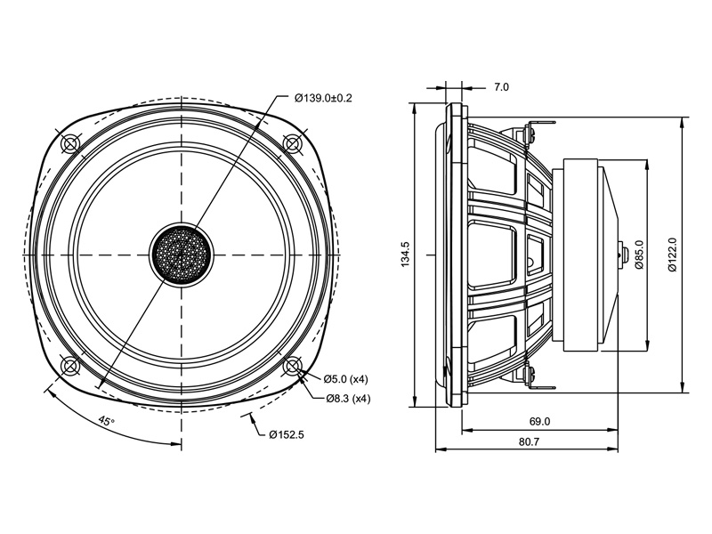 SB Acoustics SB13PFC25-4-COAX reproduktor 5" koax papír